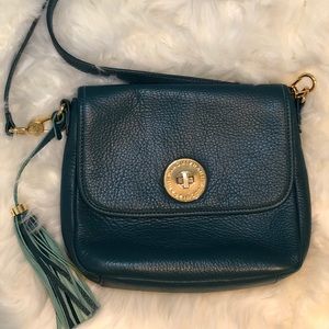 ISAAC MIZRAHI green pebbled leather crossbody